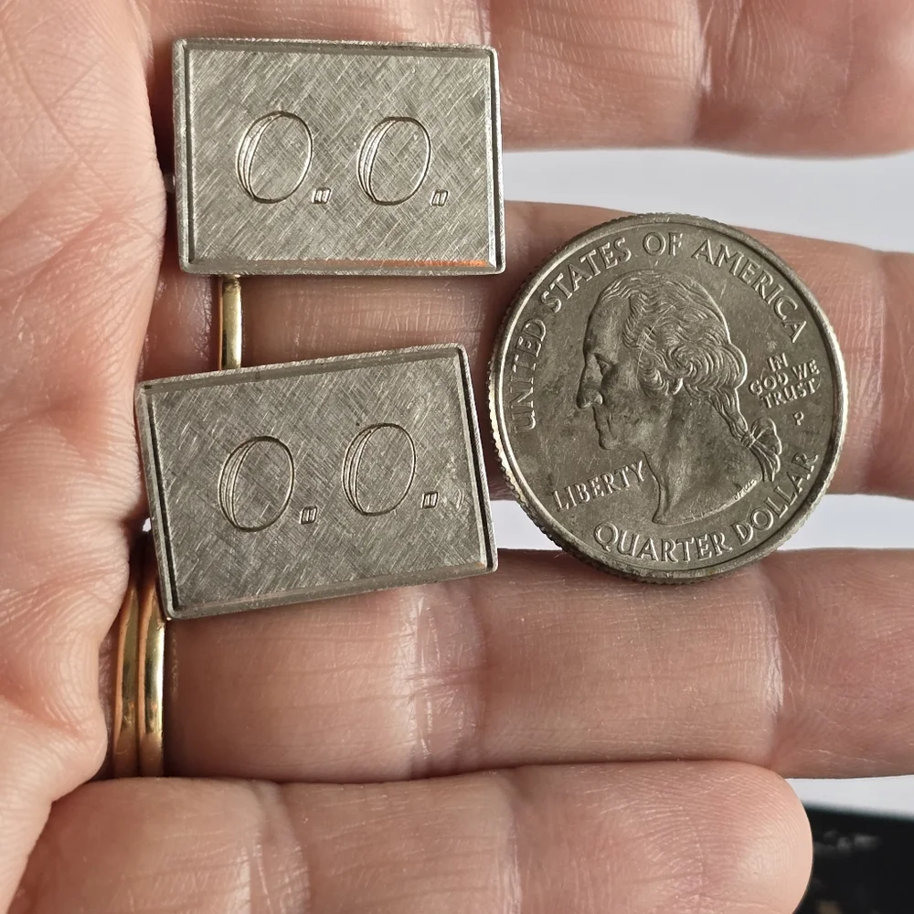 Vintage cuff links O.O. Monogram silver tone Anson cufflinks alphabet